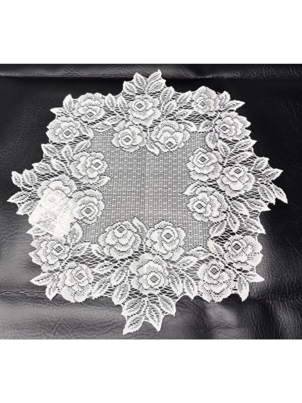 Heritage Lace Tea Rose Round 15" White Doily Floral Design USA